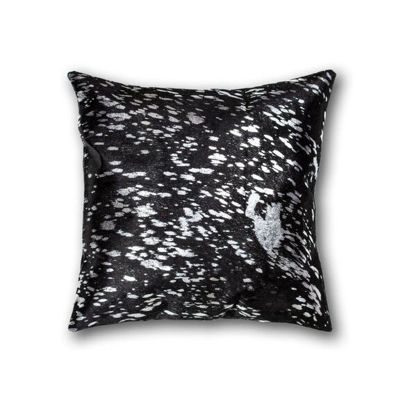 Natural Home Decor Torino Scotland Cowhide Pillow | 1-Piece | Silver & black - Picture 1 of 1